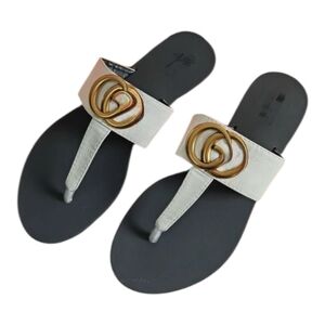 Elegant White and Gold Women's Sandals